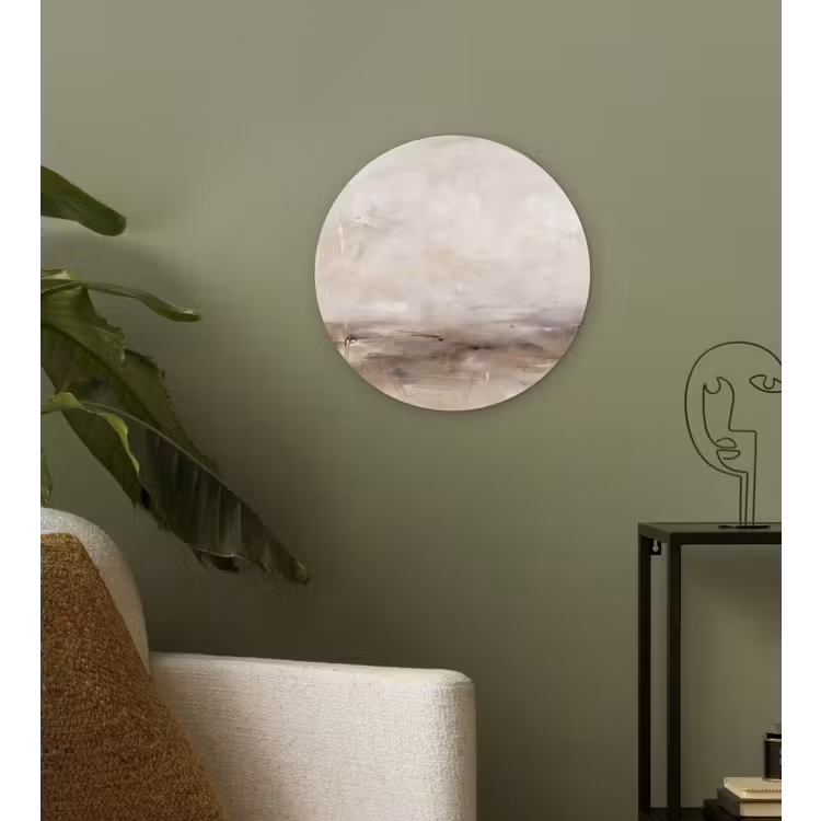 Glasbild Rund - Abstrakt – Landschaft – Modern – Beige – Kunst - Abstrakt - Landschap - Modern - Beige - Kunst Wandcirkel plexiglas klein