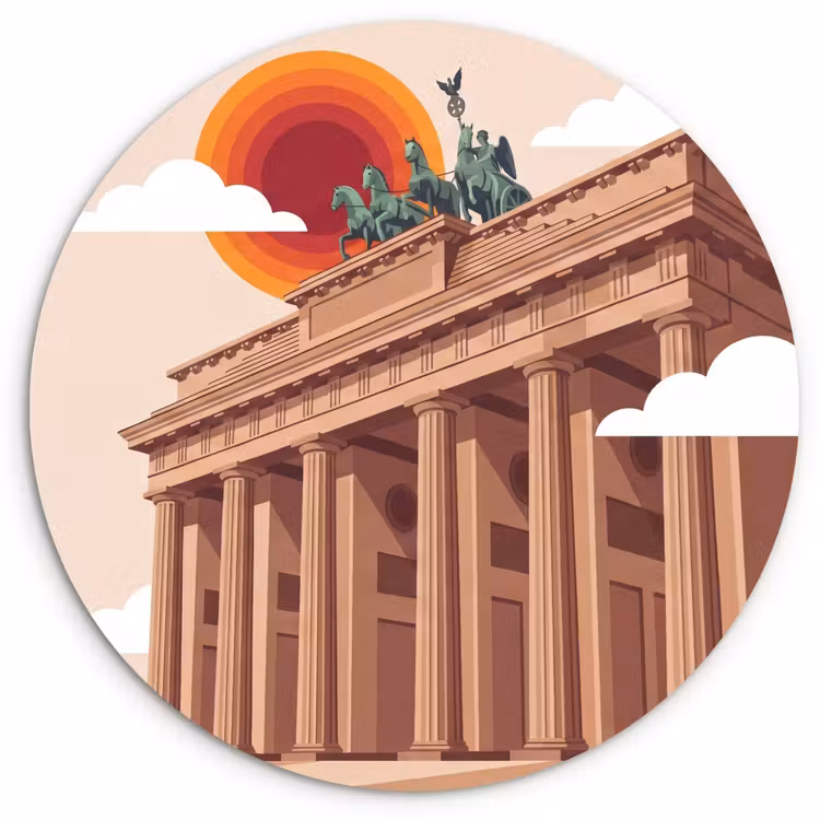 Glasbild Rund - Architektur – Brandenburg – Berlin – Sonnenuntergang – Historisch - Architectuur - Brandenburg - Berlijn - Zonsondergang - Historisch Wandcirkel plexiglas klein
