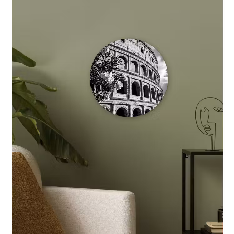 Glasbild Rund - Architektur – Kolosseum – Rom – Historisch – Schwarz-Weiß - Architectuur - Colosseum - Rome - Historisch - Zwart-wit Wandcirkel plexiglas klein