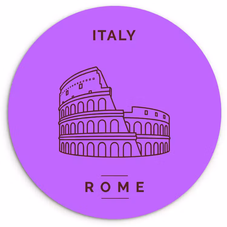 Glasbild Rund - Architektur – Kolosseum – Rom – Minimalistisch – Lila - Architectuur - Colosseum - Rome - Minimalistisch - Paars Wandcirkel plexiglas klein