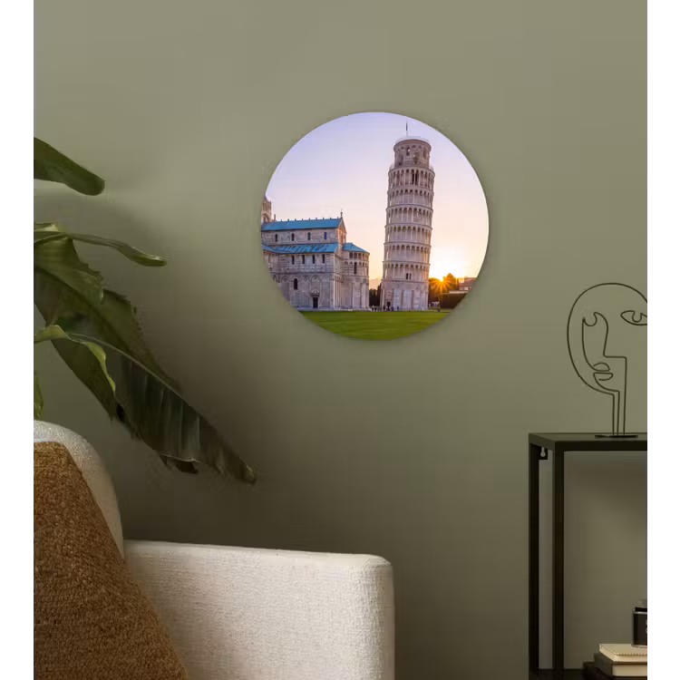 Glasbild Rund - Architektur – Turm – Pisa – Italien – Sonnenuntergang - Architectuur - Toren - Pisa - Italië - Zonsondergang Wandcirkel plexiglas klein