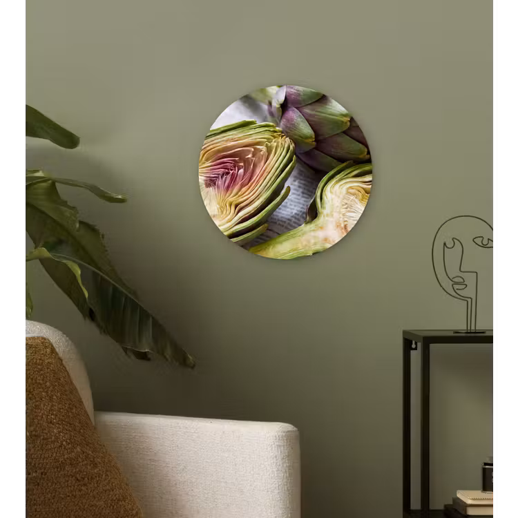 Glasbild Rund - Artischocke – aufgeschnitten – Essen - Artisjok - Doorgesneden - Eten Wandcirkel plexiglas klein