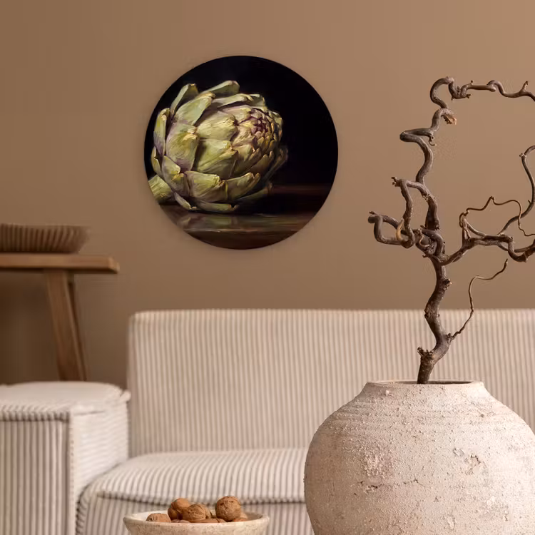 Glasbild Rund - Artischocke – Essen – Klassisch - Artichok - Eten - Klassiek Wandcirkel plexiglas klein