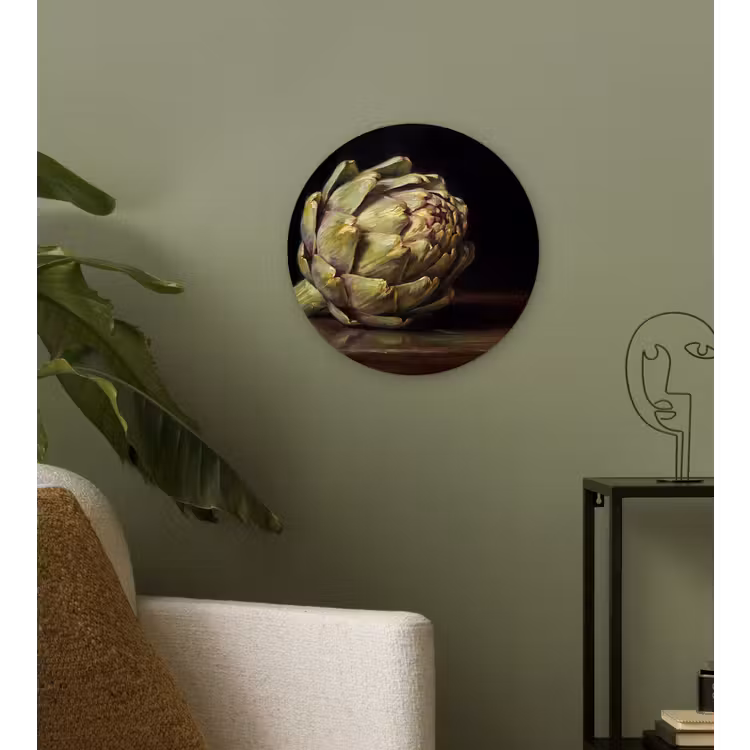 Glasbild Rund - Artischocke – Essen – Klassisch - Artichok - Eten - Klassiek Wandcirkel plexiglas klein