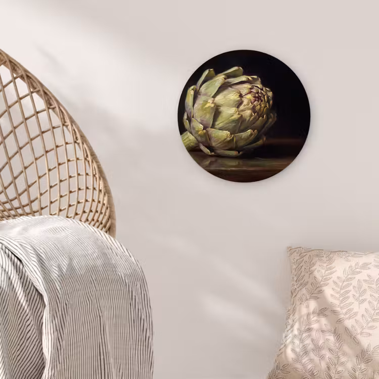 Glasbild Rund - Artischocke – Essen – Klassisch - Artichok - Eten - Klassiek Wandcirkel plexiglas klein