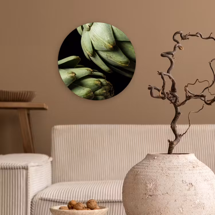 Glasbild Rund - Artischocke – Grün – Essen - Artisjok - Groen - Eten Wandcirkel plexiglas klein