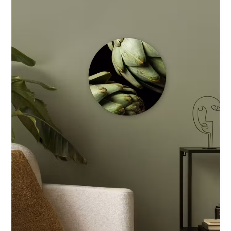 Glasbild Rund - Artischocke – Grün – Essen - Artisjok - Groen - Eten Wandcirkel plexiglas klein
