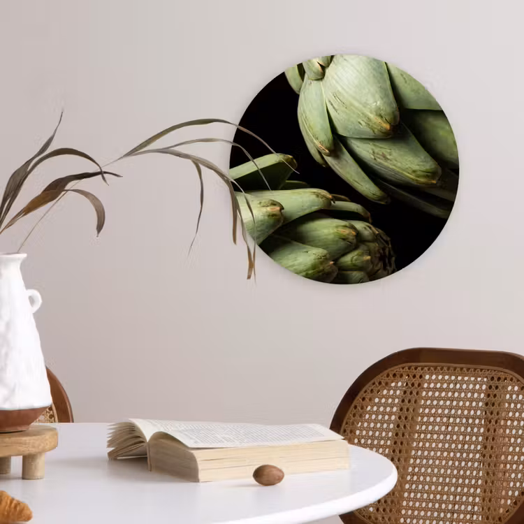 Glasbild Rund - Artischocke – Grün – Essen - Artisjok - Groen - Eten Wandcirkel plexiglas klein