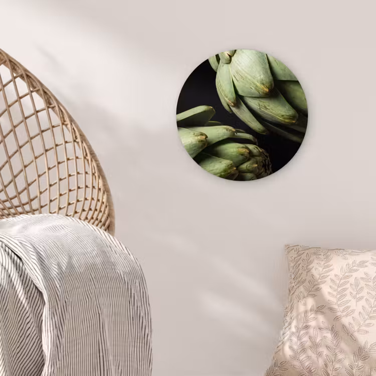 Glasbild Rund - Artischocke – Grün – Essen - Artisjok - Groen - Eten Wandcirkel plexiglas klein