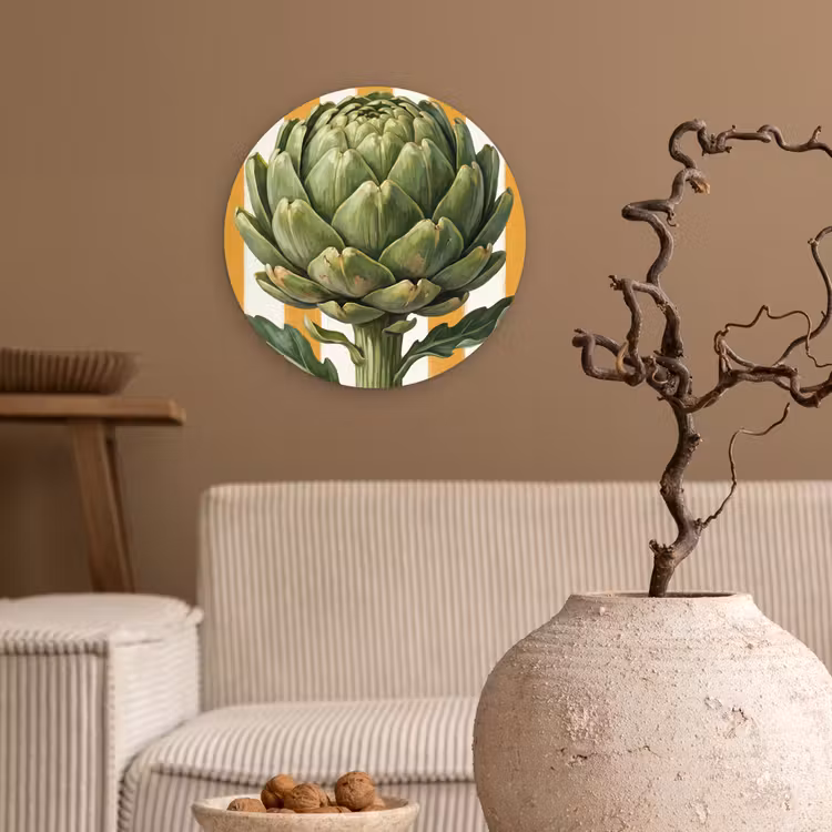 Glasbild Rund - Artischocke – Modern – Gemüse - Artisjok - Modern - Groente Wandcirkel plexiglas klein