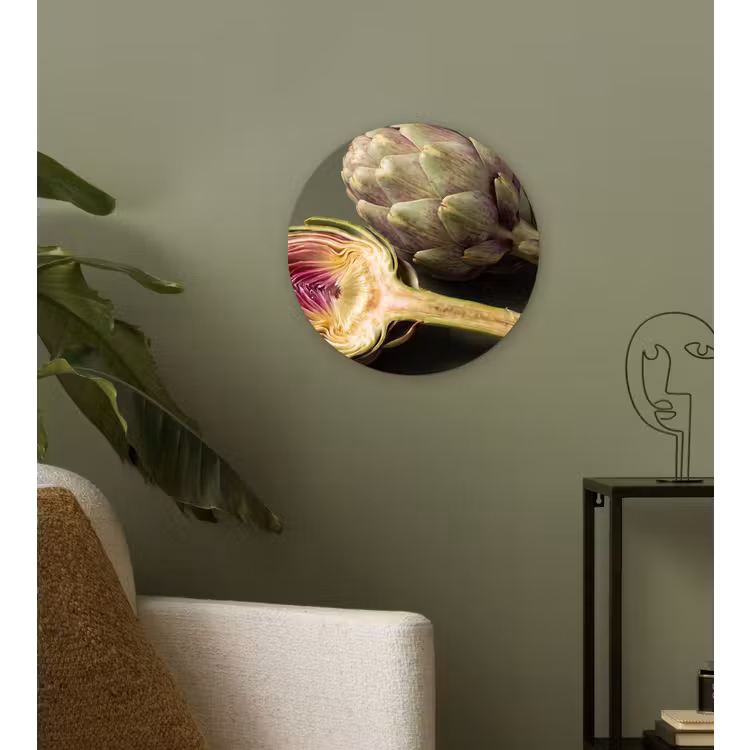 Glasbild Rund - Artischocke – Violett – Lebensmittel - Artisjok - Paars - Voedsel Wandcirkel plexiglas klein