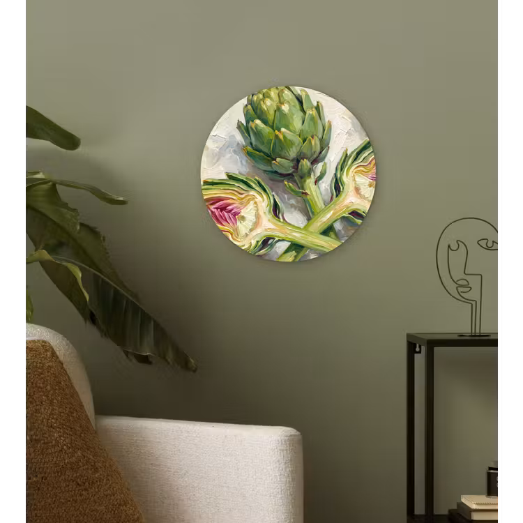 Glasbild Rund - Artischocke – Zitrone – Essen - Artisjok - Citroen - Eten Wandcirkel plexiglas klein