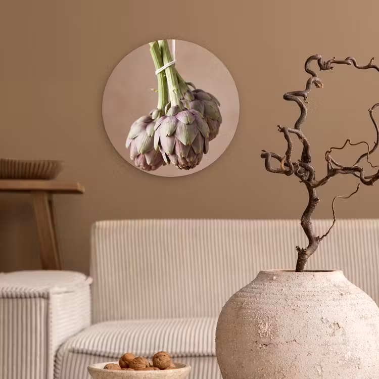 Glasbild Rund - Artischocken – Hängend – Gemüse - Artisjokken - Hangend - Groenten Wandcirkel plexiglas klein