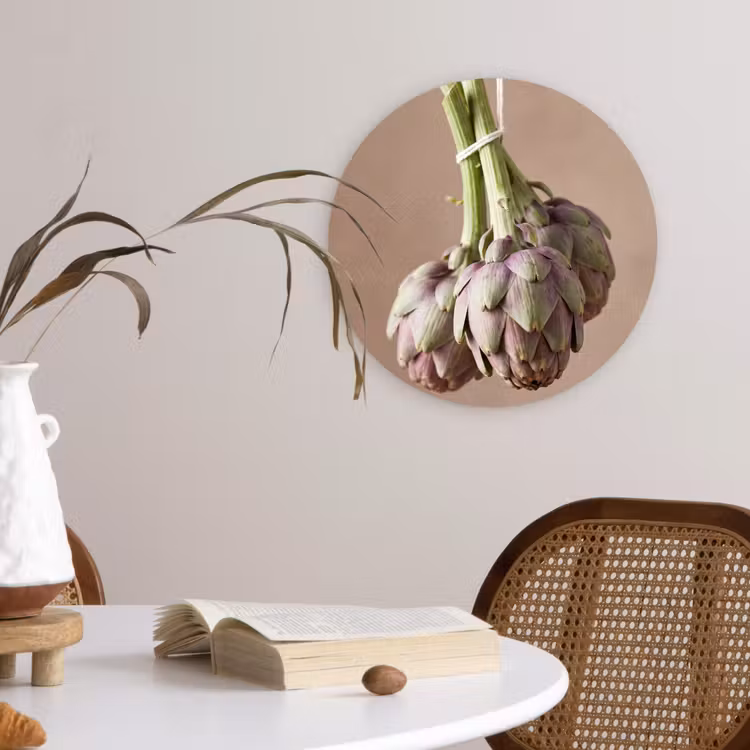 Glasbild Rund - Artischocken – Hängend – Gemüse - Artisjokken - Hangend - Groenten Wandcirkel plexiglas klein