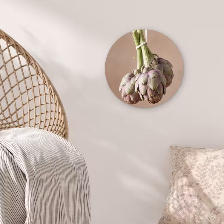 Glasbild Rund - Artischocken – Hängend – Gemüse - Artisjokken - Hangend - Groenten Wandcirkel plexiglas klein