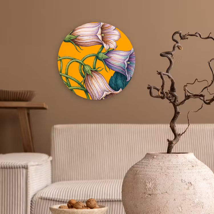 Glasbild Rund - Blumen – Botanik – Gelb - Bloemen - Botanisch - Geel Wandcirkel plexiglas klein