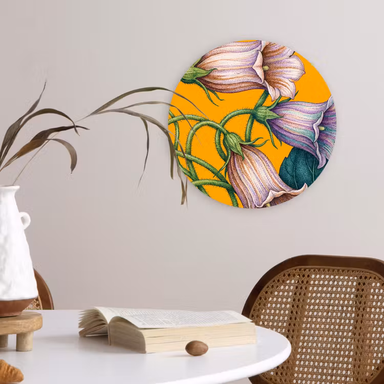 Glasbild Rund - Blumen – Botanik – Gelb - Bloemen - Botanisch - Geel Wandcirkel plexiglas klein