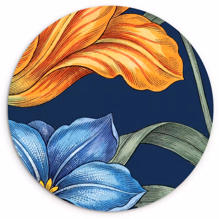 Glasbild Rund - Blumen – Botanik – Muster - Bloemen - Botanisch - Patroon Wandcirkel plexiglas klein