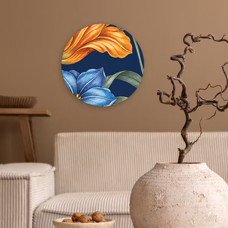 Glasbild Rund - Blumen – Botanik – Muster - Bloemen - Botanisch - Patroon Wandcirkel plexiglas klein