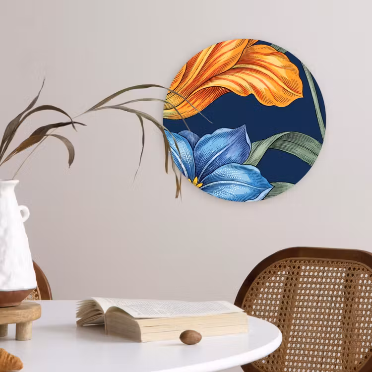 Glasbild Rund - Blumen – Botanik – Muster - Bloemen - Botanisch - Patroon Wandcirkel plexiglas klein