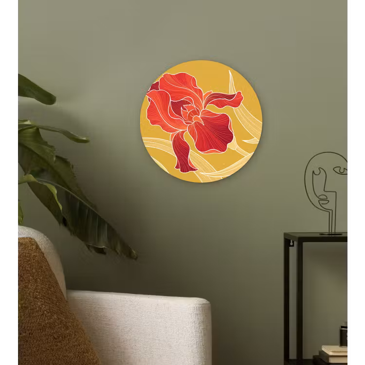 Glasbild Rund - Blumen – Illustration – Rot - Bloemen - Illustratie - Rood Wandcirkel plexiglas klein