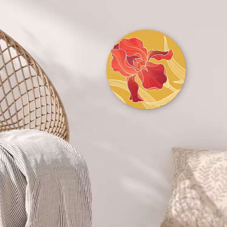 Glasbild Rund - Blumen – Illustration – Rot - Bloemen - Illustratie - Rood Wandcirkel plexiglas klein