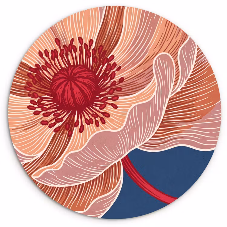Glasbild Rund - Blumen – Modern – Abstrakt - Bloemen - Modern - Abstract Wandcirkel plexiglas klein