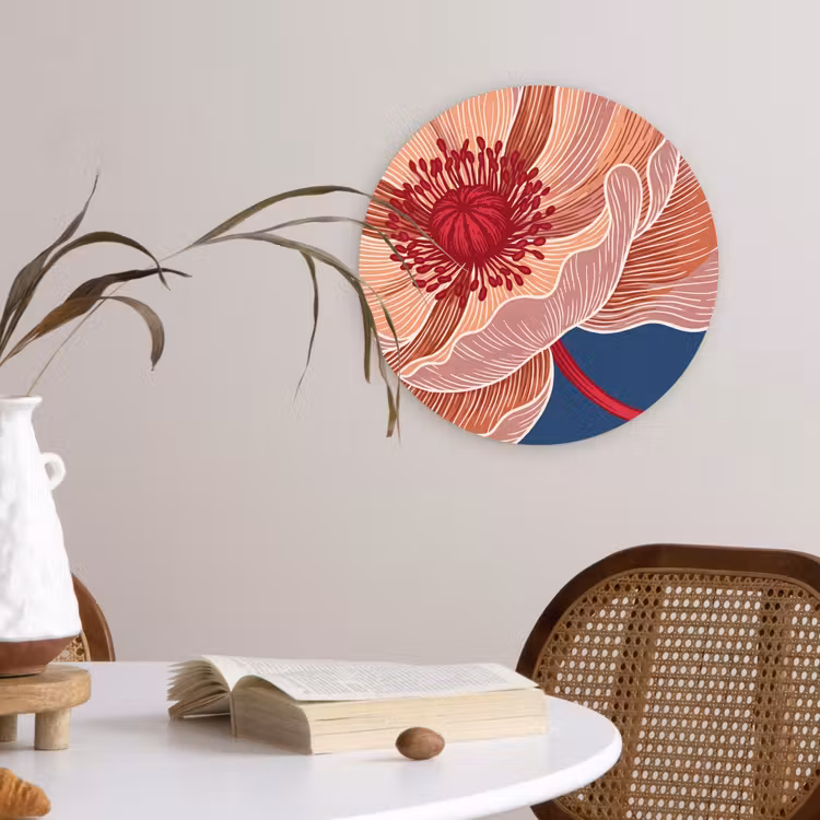 Glasbild Rund - Blumen – Modern – Abstrakt - Bloemen - Modern - Abstract Wandcirkel plexiglas klein