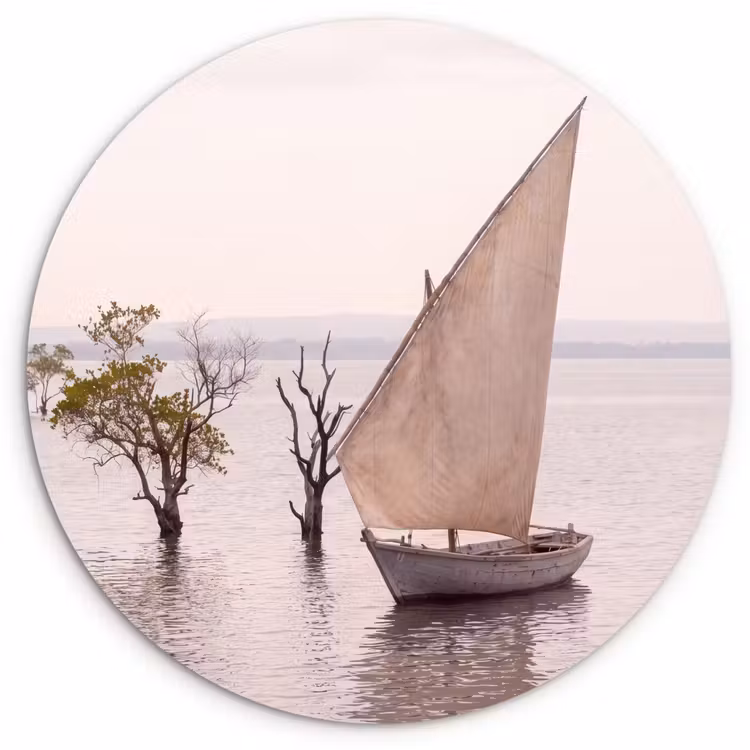 Glasbild Rund - Boot – Segeln – Wasser – Tropisch – Natur - Boot - Zeil - Water - Tropisch - Natuur Wandcirkel plexiglas klein