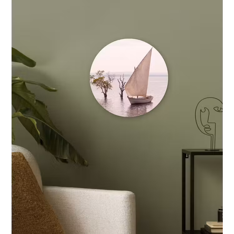 Glasbild Rund - Boot – Segeln – Wasser – Tropisch – Natur - Boot - Zeil - Water - Tropisch - Natuur Wandcirkel plexiglas klein