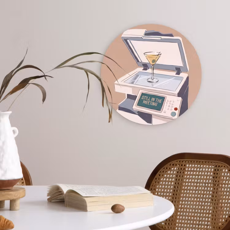 Glasbild Rund - Büro – Getränke – Humor – Illustration - Kantoor - Drank - Humor - Illustratie Wandcirkel plexiglas klein