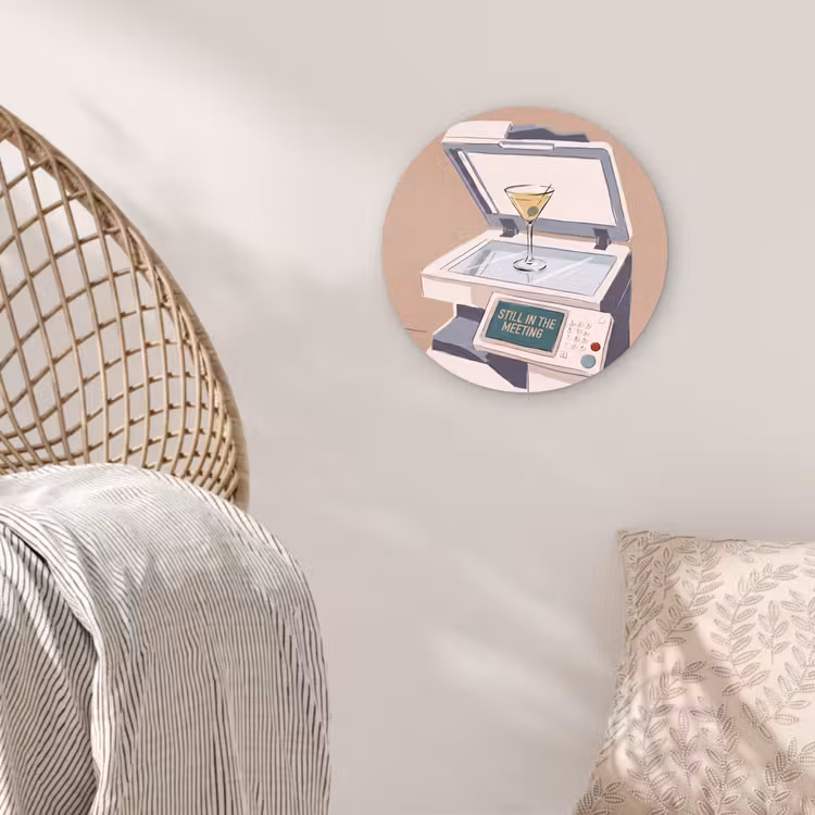 Glasbild Rund - Büro – Getränke – Humor – Illustration - Kantoor - Drank - Humor - Illustratie Wandcirkel plexiglas klein