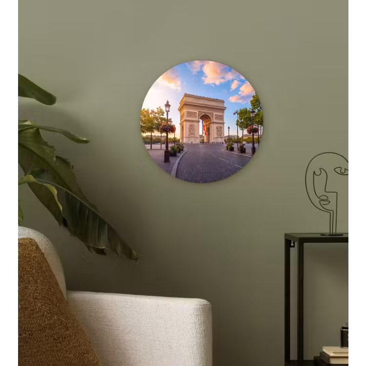 Glasbild Rund - Denkmal – Paris – Sonnenuntergang – Architektur – Gold - Monument - Parijs - Zonsondergang - Architectuur - Goud Wandcirkel plexiglas klein