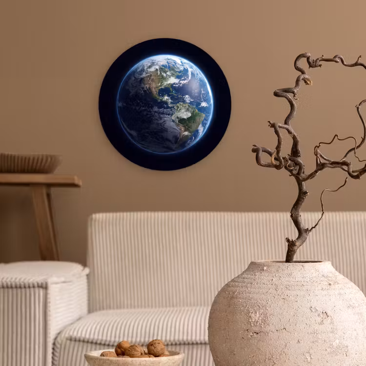 Glasbild Rund - Erde – Weltraum – Kosmos - Aarde - Ruimte - Kosmos Wandcirkel plexiglas klein