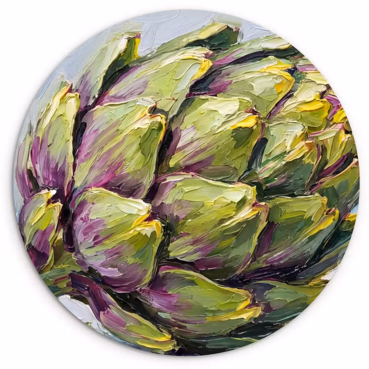 Glasbild Rund - Essen – Artischocke – Modern - Eten - Artisjok - Modern Wandcirkel plexiglas klein
