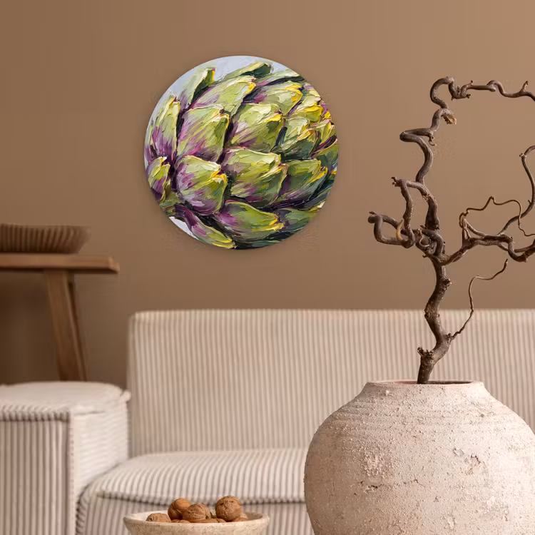Glasbild Rund - Essen – Artischocke – Modern - Eten - Artisjok - Modern Wandcirkel plexiglas klein