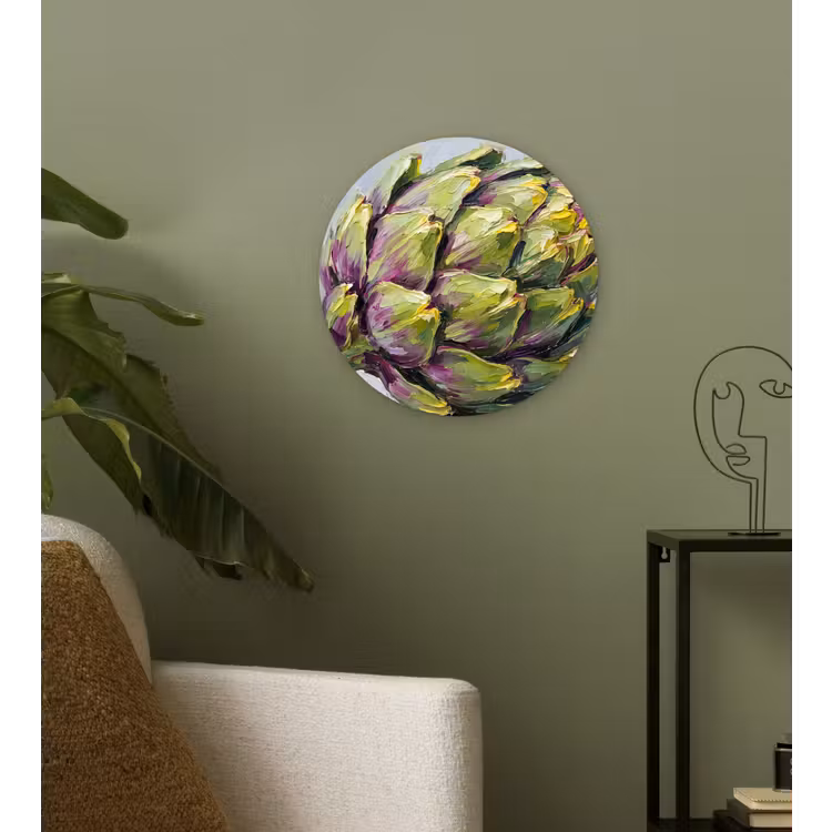 Glasbild Rund - Essen – Artischocke – Modern - Eten - Artisjok - Modern Wandcirkel plexiglas klein