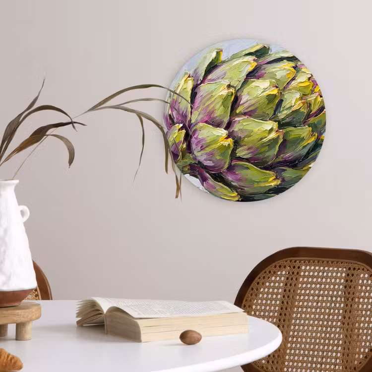 Glasbild Rund - Essen – Artischocke – Modern - Eten - Artisjok - Modern Wandcirkel plexiglas klein