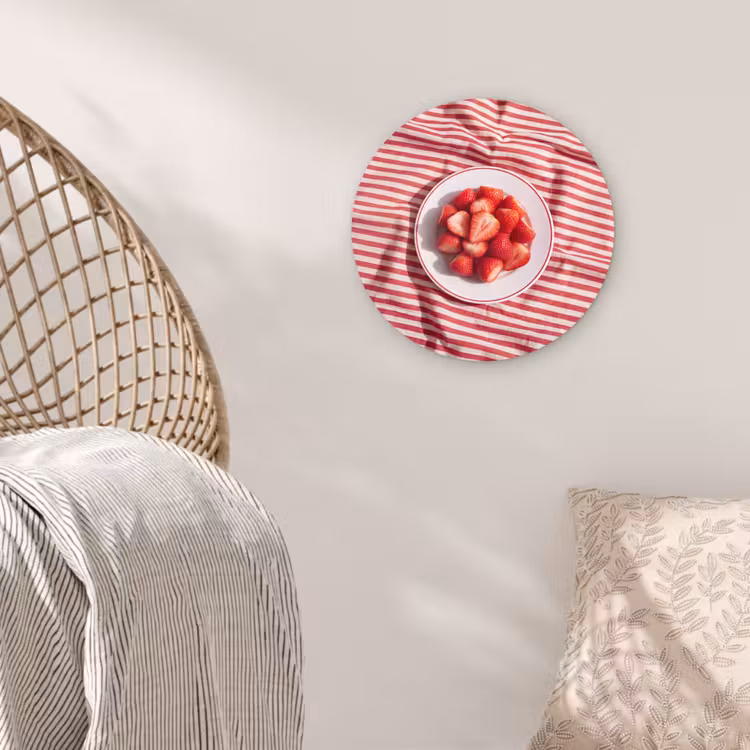 Glasbild Rund - Essen – Erdbeeren – Obst – Sommer – Rot - Eten - Aardbeien - Fruit - Zomer - Rood Wandcirkel plexiglas klein