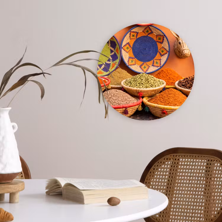 Glasbild Rund - Essen – Farbenfroh – Kultur - Eten - Kleurrijk - Cultuur Wandcirkel plexiglas klein