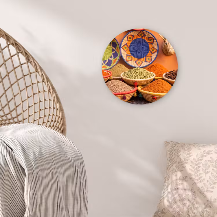 Glasbild Rund - Essen – Farbenfroh – Kultur - Eten - Kleurrijk - Cultuur Wandcirkel plexiglas klein
