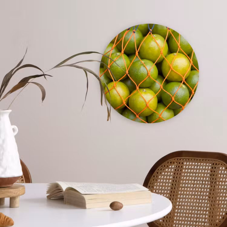 Glasbild Rund - Essen – Netz – Grün – Markt - Eten - Net - Groen - Markt Wandcirkel plexiglas klein