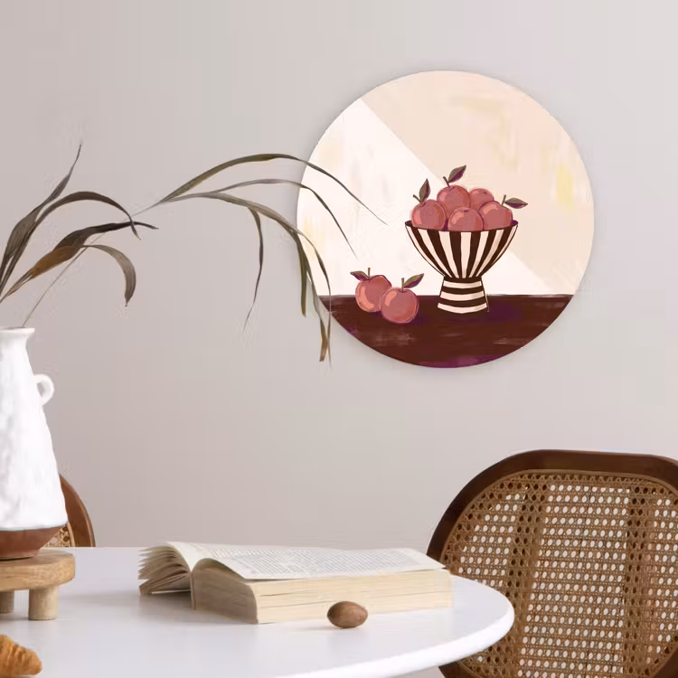 Glasbild Rund - Essen – Schale – Stillleben – Modern – Rot - Eten - Schaal - Stilleven - Modern - Rood Wandcirkel plexiglas klein
