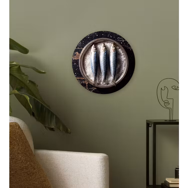 Glasbild Rund - Fisch – Salz – Essen - Vis - Zout - Eten Wandcirkel plexiglas klein