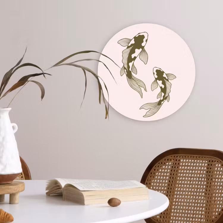 Glasbild Rund - Fisch – Schwimmend – Grün – Abstrakt – Tiere - Vis - Zwemmend - Groen - Abstract - Dieren Wandcirkel plexiglas klein