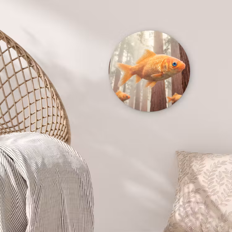 Glasbild Rund - Fisch – Wald – Fantasie - Vis - Bos - Fantasie Wandcirkel plexiglas klein