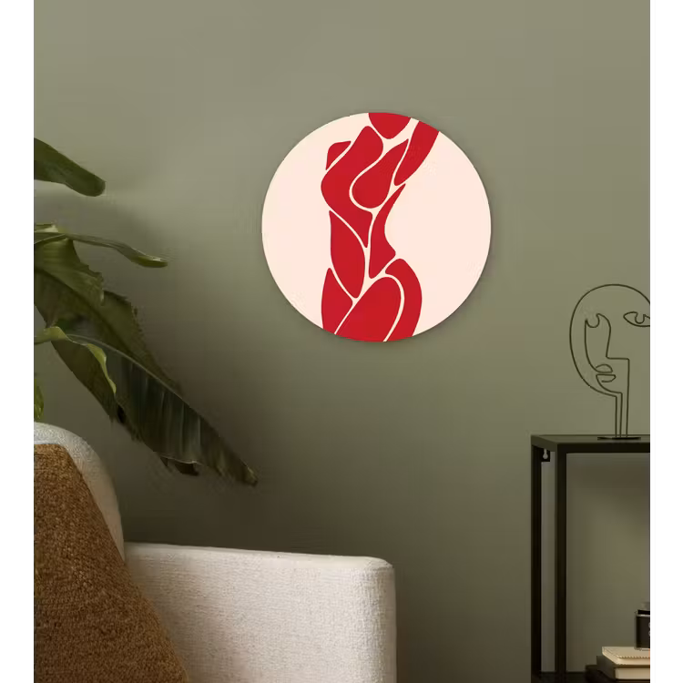 Glasbild Rund - Frau – Figur – Abstrakt – Modern – Rot - Vrouw - Figuur - Abstract - Modern - Rood Wandcirkel plexiglas klein