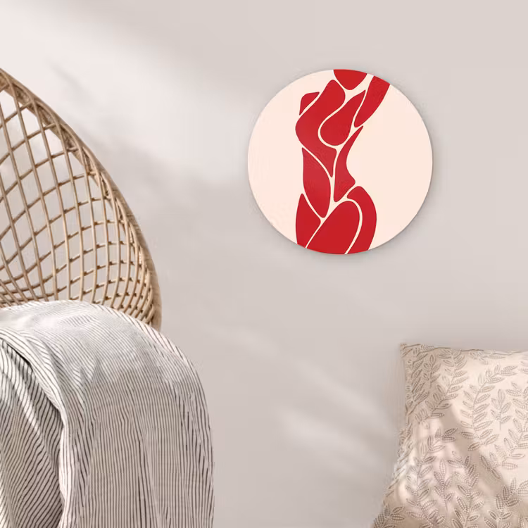 Glasbild Rund - Frau – Figur – Abstrakt – Modern – Rot - Vrouw - Figuur - Abstract - Modern - Rood Wandcirkel plexiglas klein
