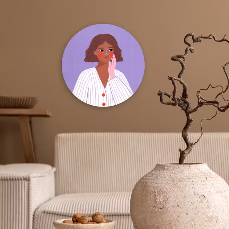 Glasbild Rund - Frau – Gesicht – Menschen – Abstrakt – Bunt - Vrouw - Gezicht - Mensen - Abstract - Kleurrijk Wandcirkel plexiglas klein