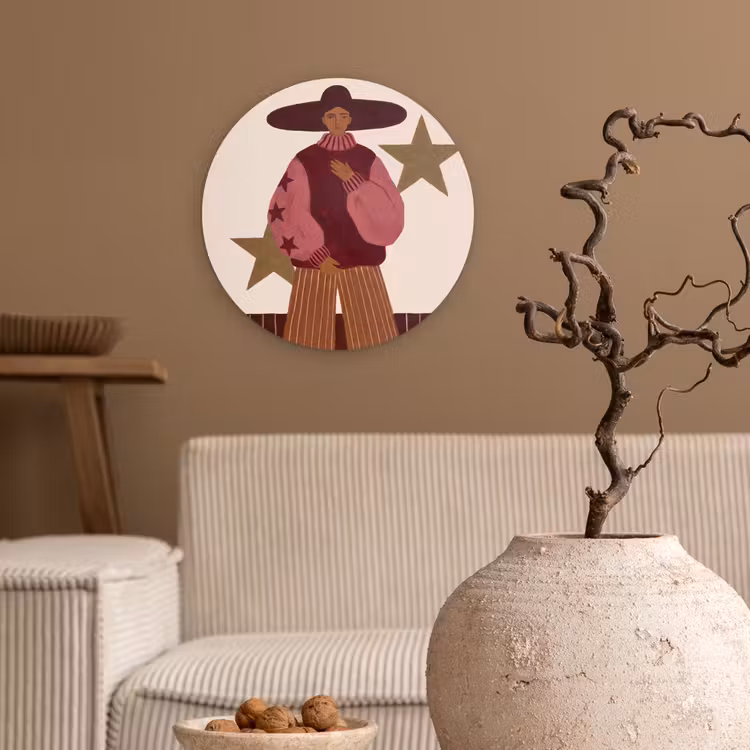 Glasbild Rund - Frau – Hut – Abstrakt – Modern – Porträt - Vrouw - Hoed - Abstract - Modern - Portret Wandcirkel plexiglas klein